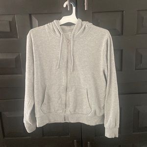 Large Grey Cropped Zipup Sweatshirt